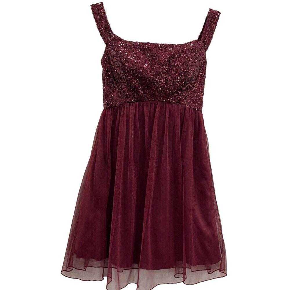 Speechless Dress Sequin Chiffon Maroon Red Party Prom Cocktail Whimsy Juniors 3